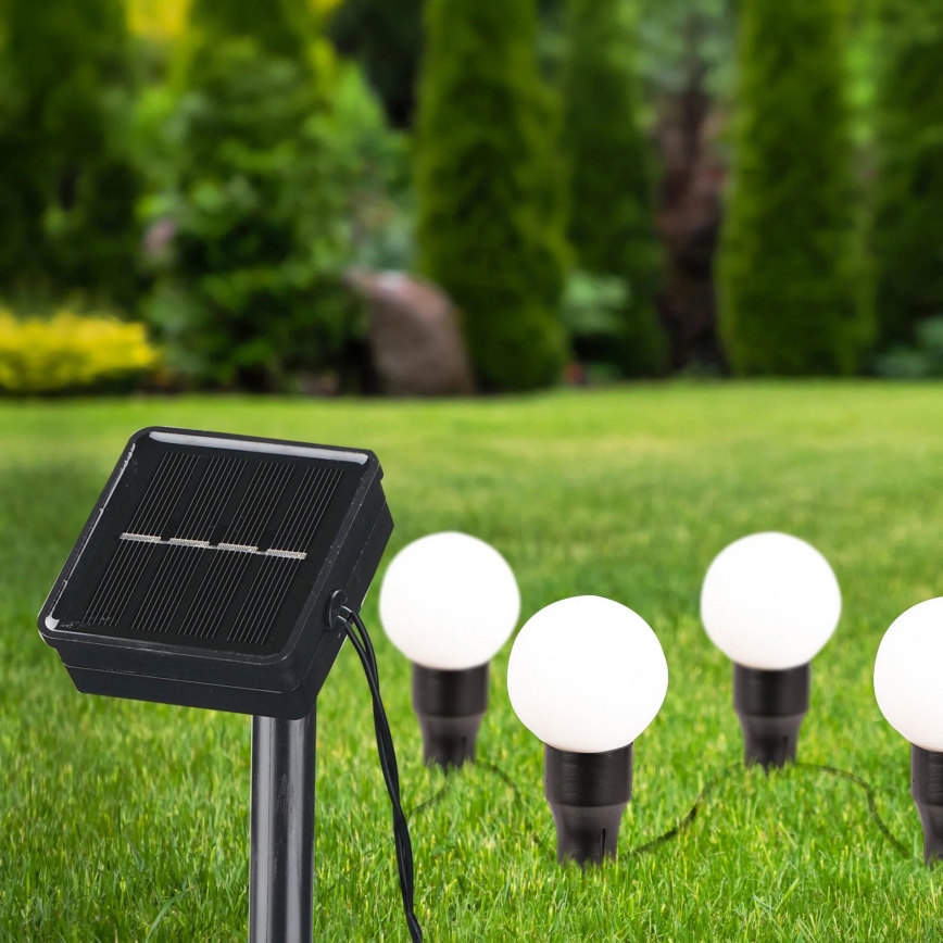 LED Solarna svetilka KULKI 6xLED/1,2V 600 mAh 4,3 m IP44 črna/bela