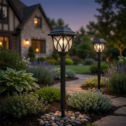 LED solarna svetilka LAWN LED/1,2V 100 mAh 3000K 44 cm IP44 črna