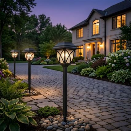 LED solarna svetilka LAWN LED/1,2V 100 mAh 3000K 44 cm IP44 črna