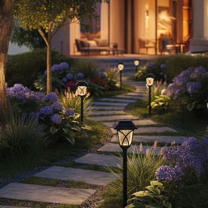 LED solarna svetilka LAWN LED/1,2V 100 mAh 3000K 44 cm IP44 črna