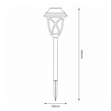 LED solarna svetilka LAWN LED/1,2V 100 mAh 3000K 44 cm IP44 črna