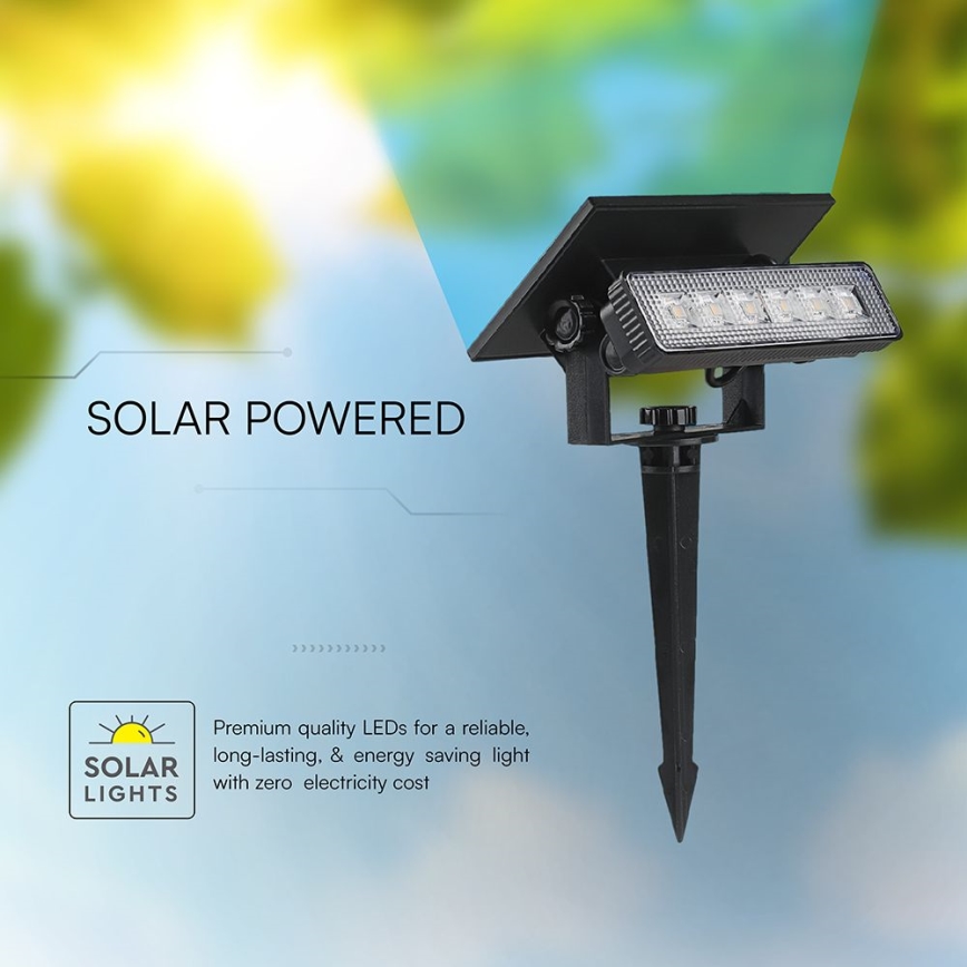 LED Solarna svetilka LED/0,9W/3,7V 3000K IP65 črna