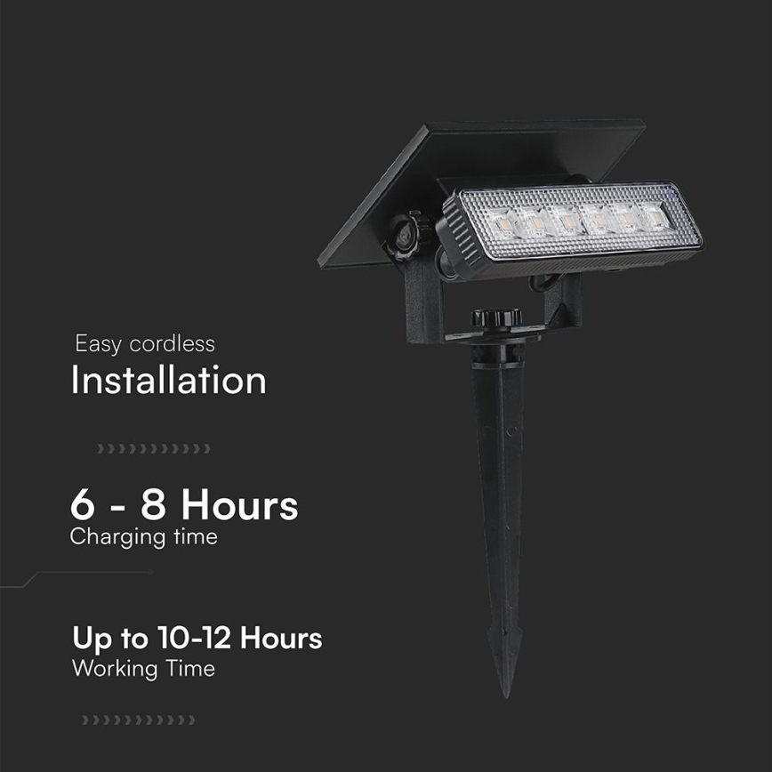LED Solarna svetilka LED/0,9W/3,7V 3000K IP65 črna
