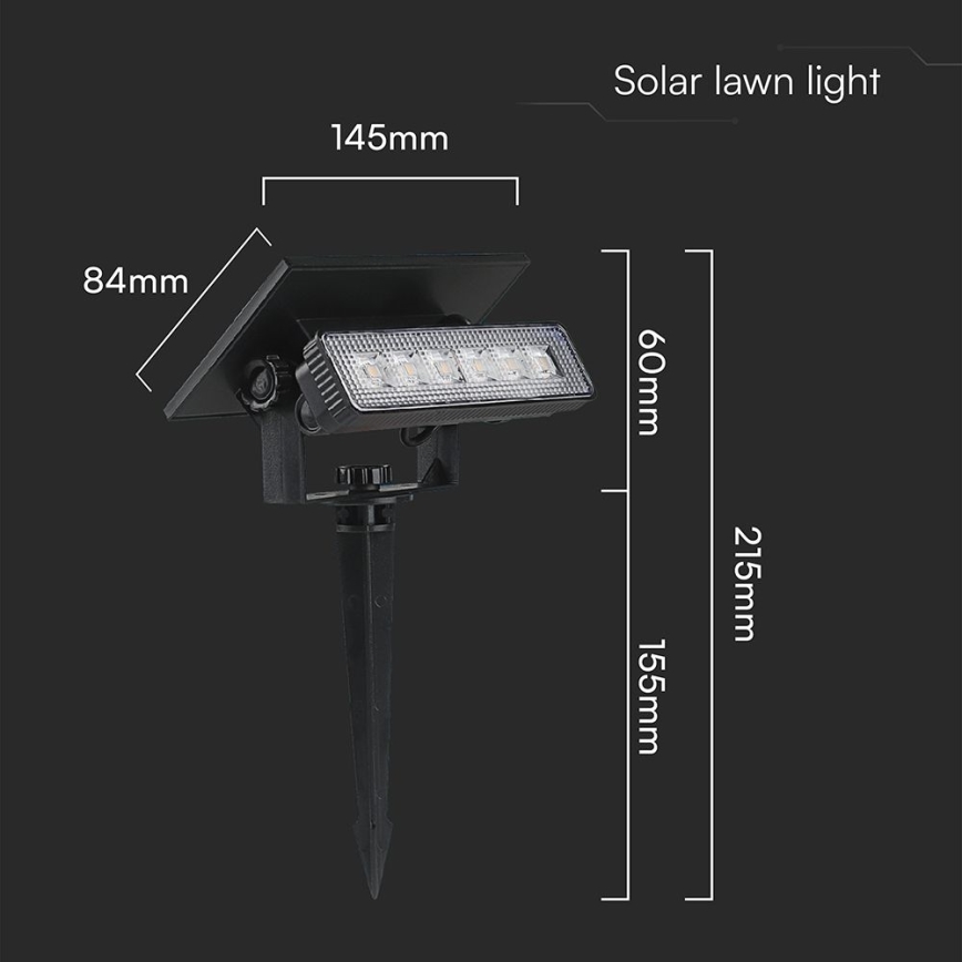 LED Solarna svetilka LED/0,9W/3,7V 3000K IP65 črna