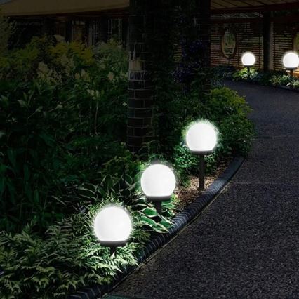 LED solarna svetilka LED/1,2V 6500K 200 mAh premer 10 cm IP44 bela/črna