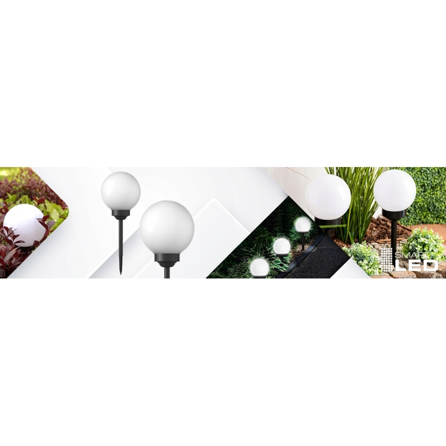 LED solarna svetilka LED/1,2V 6500K 200 mAh premer 20 cm IP44 bela/črna