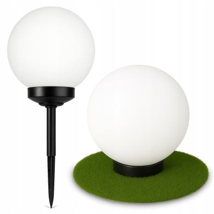 LED solarna svetilka LED/1,2V 6500K 200 mAh premer 25 cm IP44 bela/črna