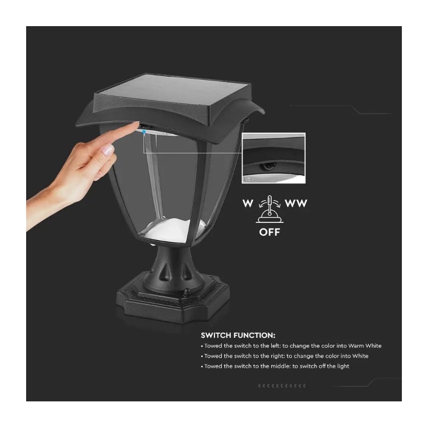LED Solarna svetilka LED/2W/3,7V 3000/6000K IP65 2200 mAh