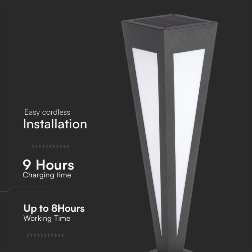 LED Solarna svetilka LED/2W/3,7V IP65 3000K črna + Daljinski upravljalnik