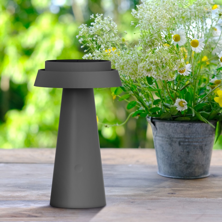 LED Zatemnitven na dotik solarna svetilka MARAKESZ LED/3,7V USB 3600 mAh 1800/2700/3000K IP54 siva