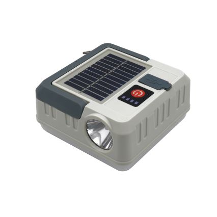 LED Zatemnitven polnilni solarna svetilka s funkcijo power bank LED/1W/5,5V 8000K IPX4 1200 mAh siva