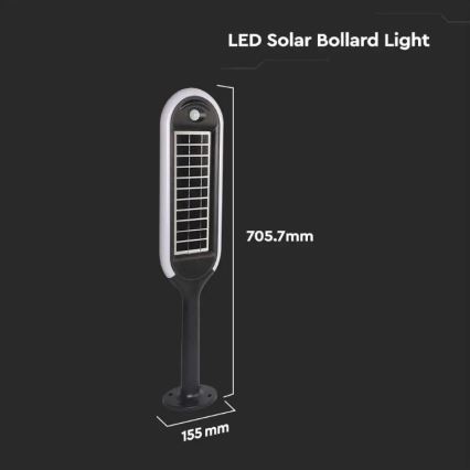 LED Solarna svetilka s senzorjem BOLLARD LED/5W/5,5V 70 cm 3000K IP65 2000 mAh