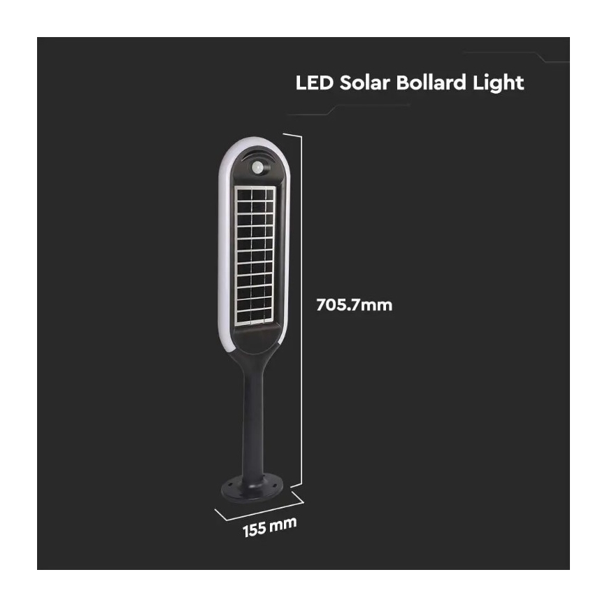 LED Solarna svetilka s senzorjem BOLLARD LED/5W/5,5V 70 cm 3000K IP65 2000 mAh