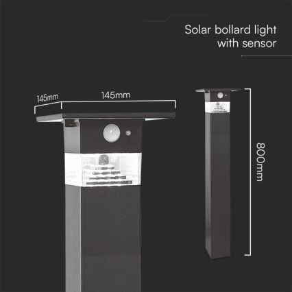 LED Solarna svetilka s senzorjem LED/2,5W/3,7V IP54 3000K