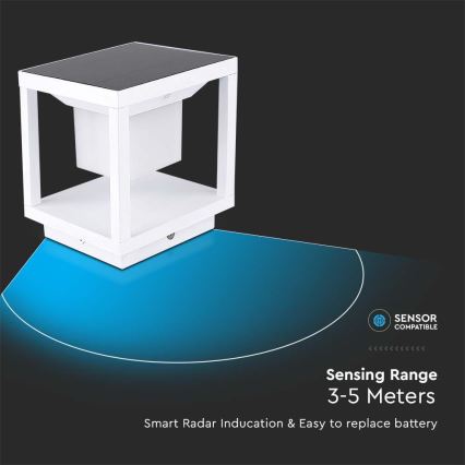 LED Solarna svetilka s senzorjem LED/2W/5,5V 3000K IP65 2600 mAh bela