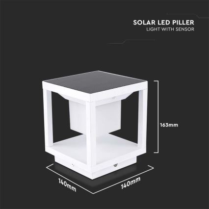 LED Solarna svetilka s senzorjem LED/2W/5,5V 3000K IP65 bela