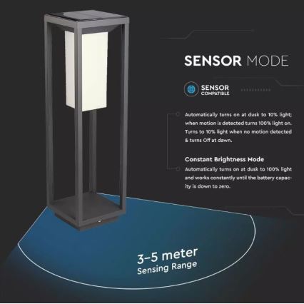 LED Solarna svetilka s senzorjem SAMSUNG CHIP LED/2W/3,7V IP65 2600 mAh