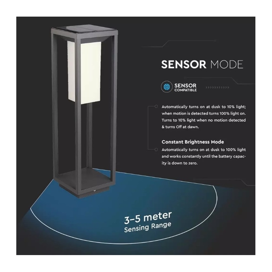 LED Solarna svetilka s senzorjem SAMSUNG CHIP LED/2W/3,7V IP65 2600 mAh