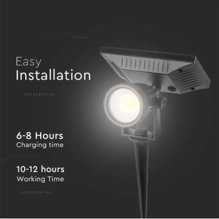 LED Solarna svetilka SPIKE LED/2W/5,5V IP65 3000K 1200 mAh