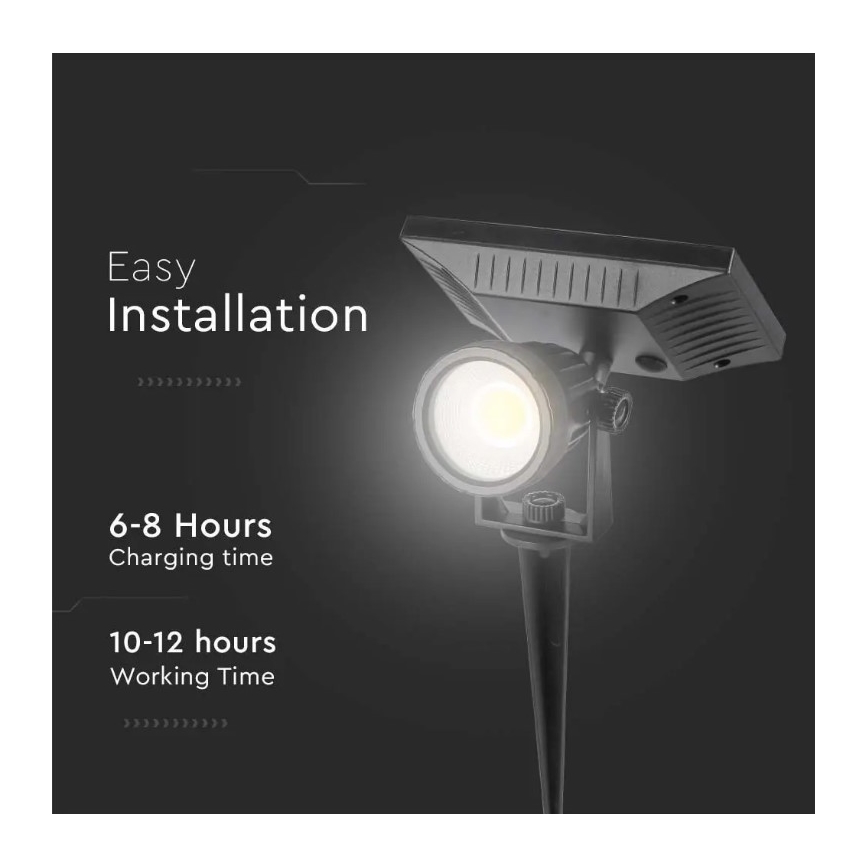 LED Solarna svetilka SPIKE LED/2W/5,5V IP65 3000K 1200 mAh