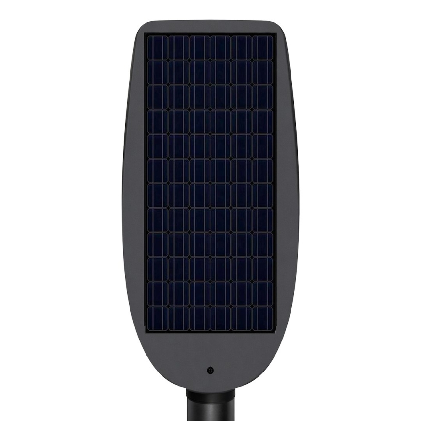 Zatemnjevalna LED solarna ulična svetilka z vgrajenim senzorjem VENICE LED/200W/3,2V 12000 mAh IP65 črna + daljinski upravljalnik