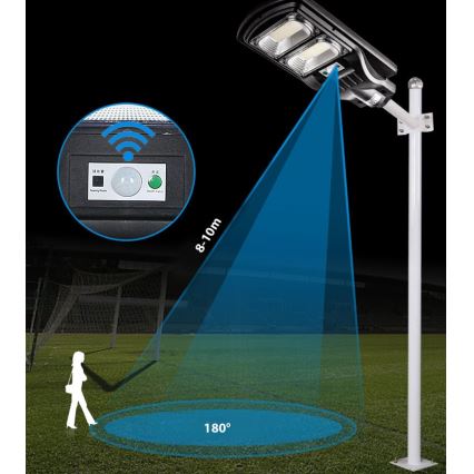 LED Zatemnitvena solarna ulica svetilka s senzorjem LED/120W/6V 6500K IP65 črna + Daljinski upravljalnik