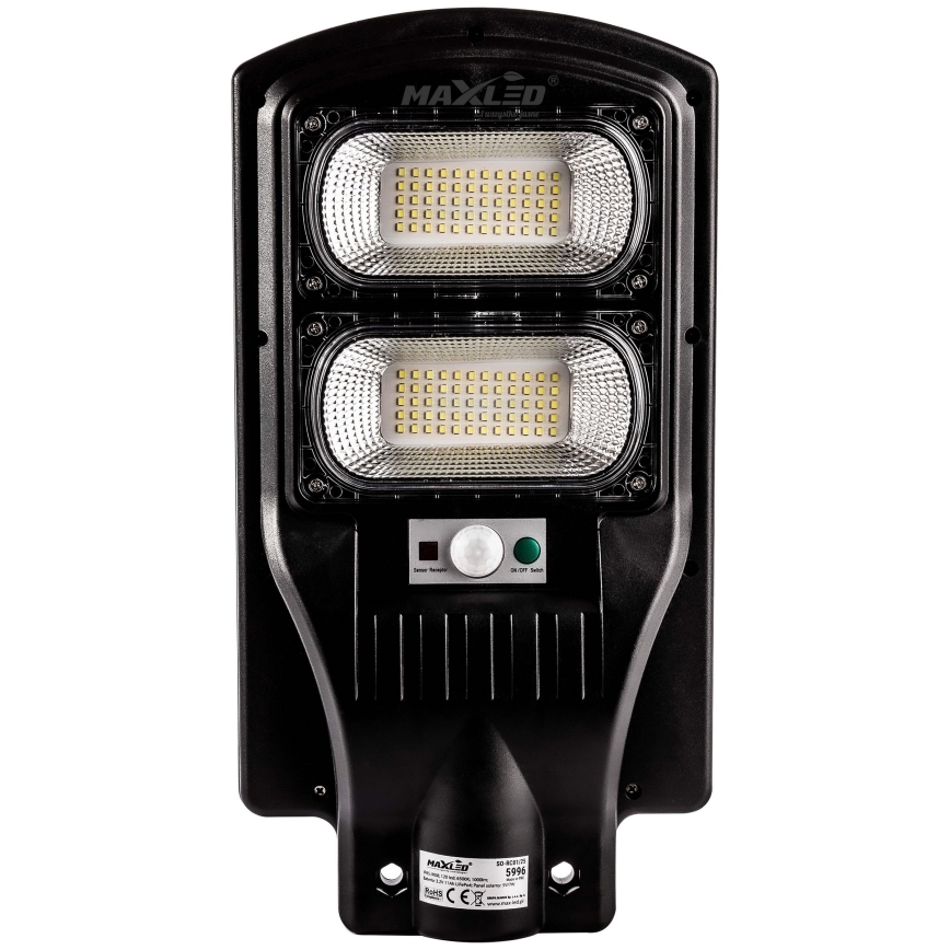 LED Zatemnitvena solarna ulica svetilka s senzorjem LED/120W/6V 6500K IP65 črna + Daljinski upravljalnik