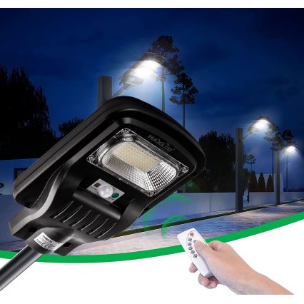 LED Zatemnitvena solarna ulica svetilka s senzorjem LED/150W/6V 6500K IP65 črna + Daljinski upravljalnik