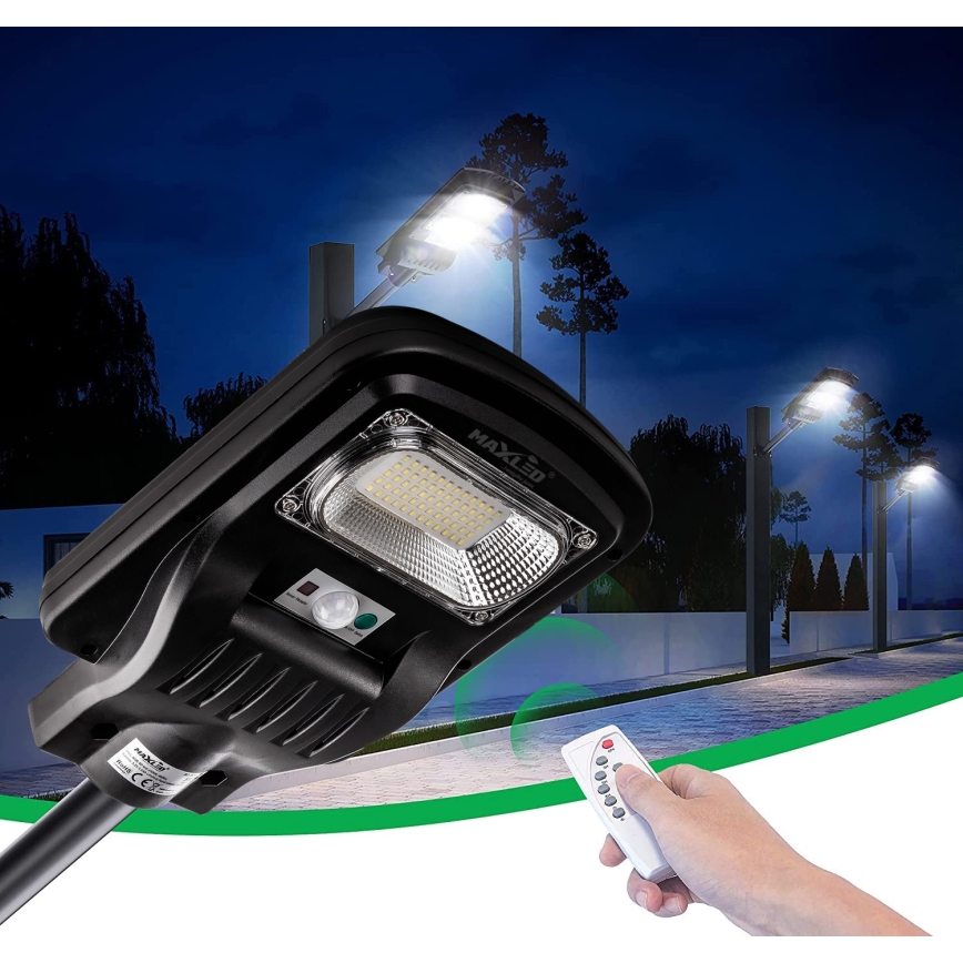 LED Zatemnitvena solarna ulica svetilka s senzorjem LED/150W/6V 6500K IP65 črna + Daljinski upravljalnik