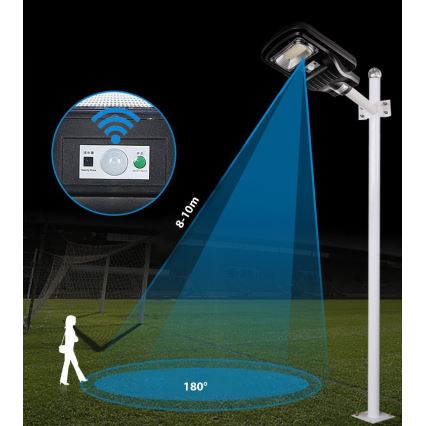 LED Zatemnitvena solarna ulica svetilka s senzorjem LED/150W/6V 6500K IP65 črna + Daljinski upravljalnik