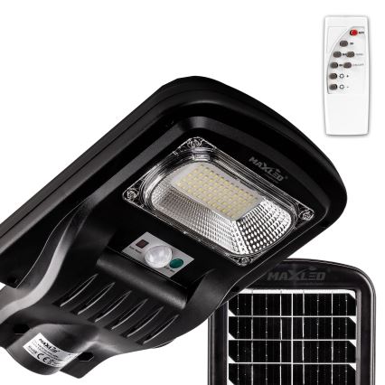 LED Zatemnitvena solarna ulica svetilka s senzorjem LED/150W/6V 6500K IP65 črna + Daljinski upravljalnik