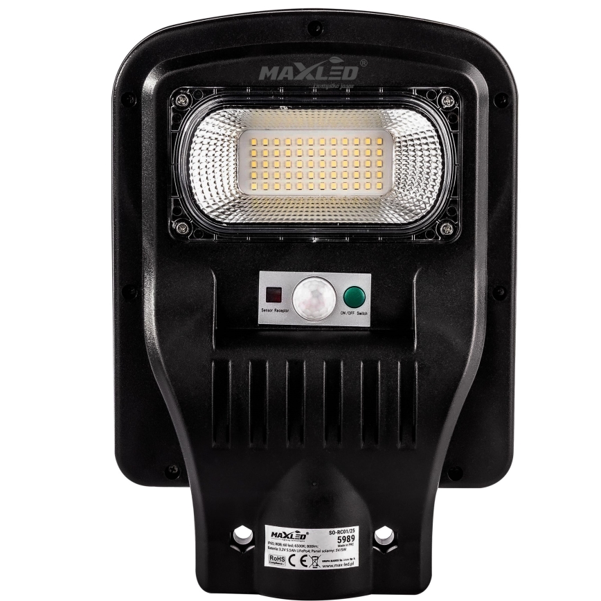LED Zatemnitvena solarna ulica svetilka s senzorjem LED/150W/6V 6500K IP65 črna + Daljinski upravljalnik