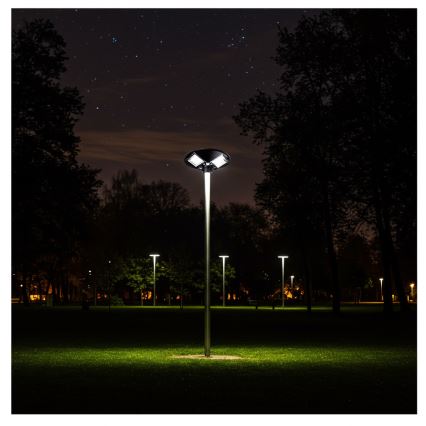 LED Zatemnitvena solarna ulična svetilka s senzorjem LED/15W/6V 11000 mAh 6500K IP65 črna + Daljinski upravljalnik