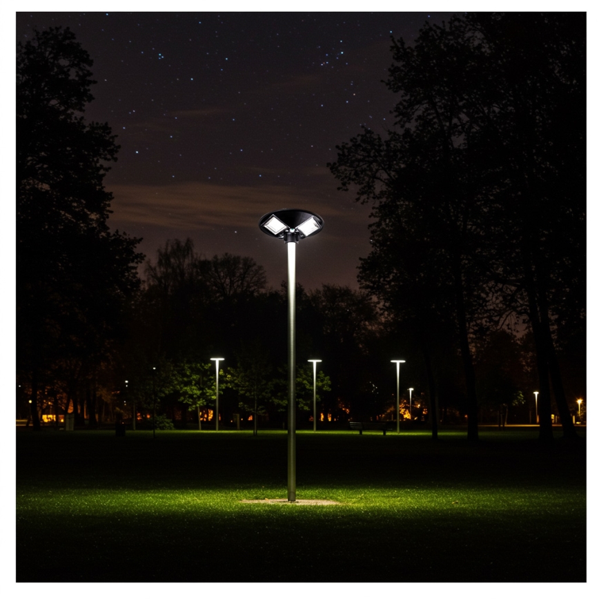 LED Zatemnitvena solarna ulična svetilka s senzorjem LED/15W/6V 11000 mAh 6500K IP65 črna + Daljinski upravljalnik