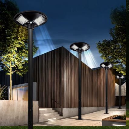LED Zatemnitvena solarna ulična svetilka s senzorjem LED/15W/6V 11000 mAh 6500K IP65 črna + Daljinski upravljalnik