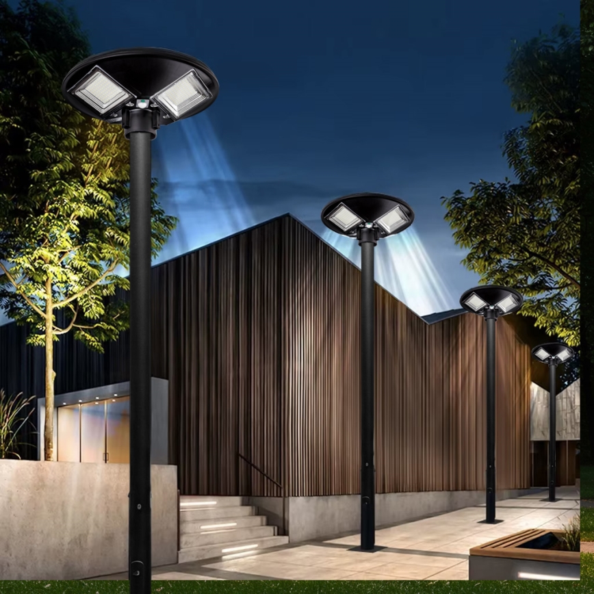 LED Zatemnitvena solarna ulična svetilka s senzorjem LED/15W/6V 11000 mAh 6500K IP65 črna + Daljinski upravljalnik