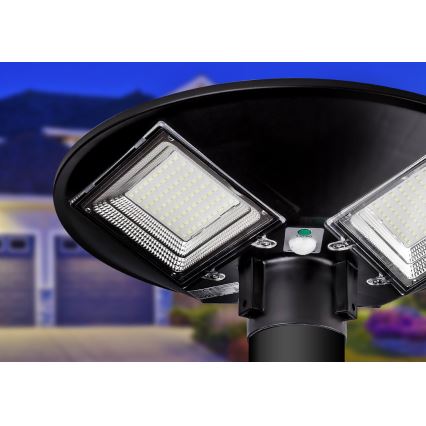LED Zatemnitvena solarna ulična svetilka s senzorjem LED/15W/6V 11000 mAh 6500K IP65 črna + Daljinski upravljalnik