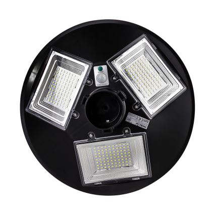 LED Zatemnitvena solarna ulična svetilka s senzorjem LED/15W/6V 11000 mAh 6500K IP65 črna + Daljinski upravljalnik