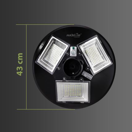 LED Zatemnitvena solarna ulična svetilka s senzorjem LED/15W/6V 11000 mAh 6500K IP65 črna + Daljinski upravljalnik