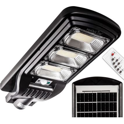 LED Zatemnitvena solarna ulica svetilka s senzorjem LED/180W/6V 6500K IP65 črna + Daljinski upravljalnik