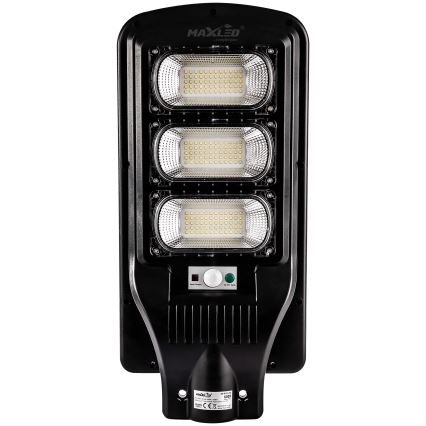LED Zatemnitvena solarna ulica svetilka s senzorjem LED/180W/6V 6500K IP65 črna + Daljinski upravljalnik
