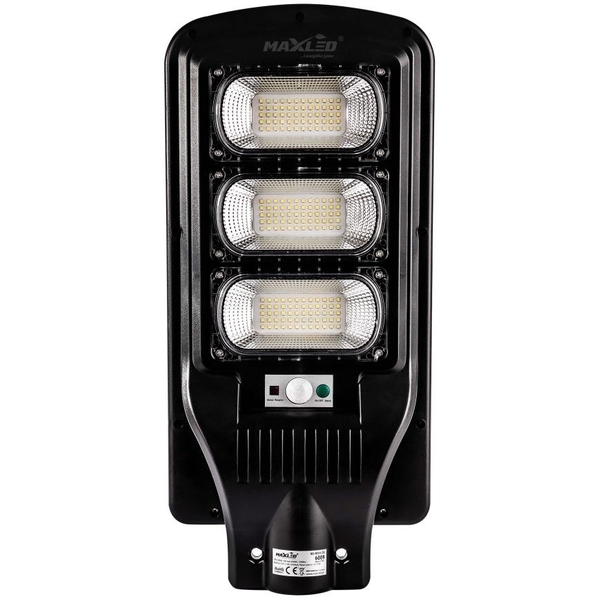 LED Zatemnitvena solarna ulica svetilka s senzorjem LED/180W/6V 6500K IP65 črna + Daljinski upravljalnik