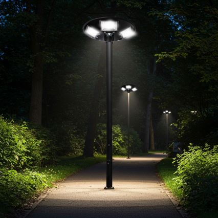 LED Zatemnitvena solarna ulična svetilka s senzorjem LED/22W/6V 18000 mAh 6500K IP65 črna + Daljinski upravljalnik