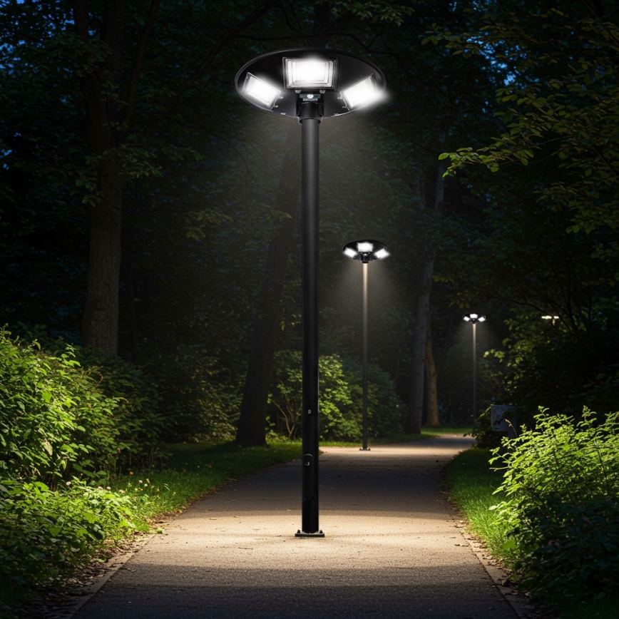 LED Zatemnitvena solarna ulična svetilka s senzorjem LED/22W/6V 18000 mAh 6500K IP65 črna + Daljinski upravljalnik