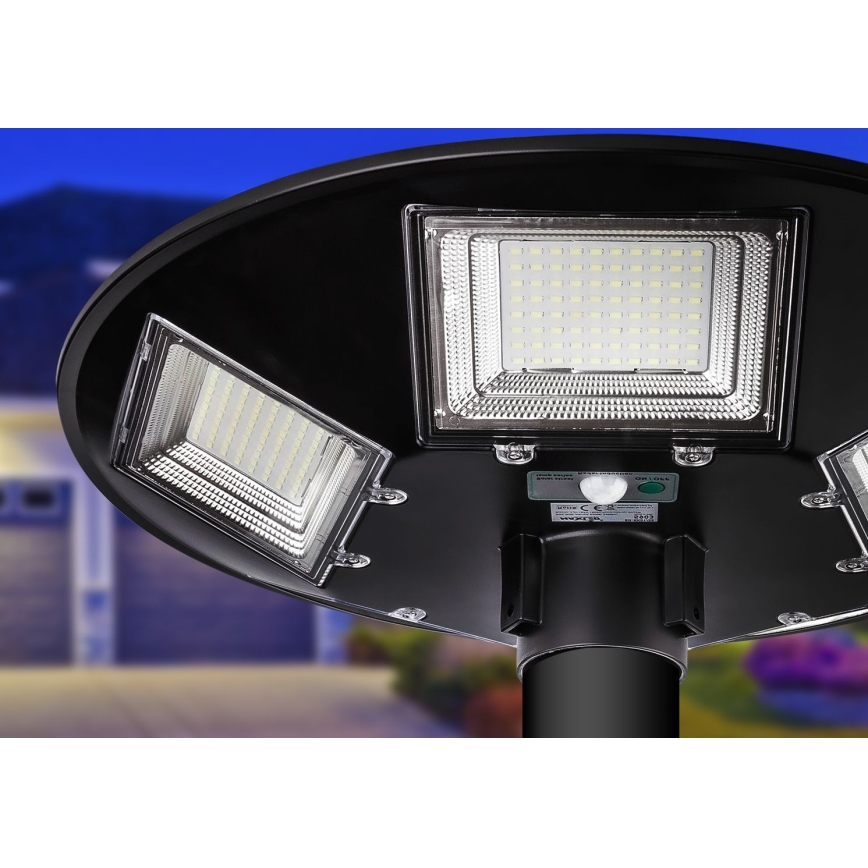 LED Zatemnitvena solarna ulična svetilka s senzorjem LED/22W/6V 18000 mAh 6500K IP65 črna + Daljinski upravljalnik