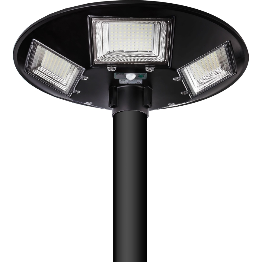 LED Zatemnitvena solarna ulična svetilka s senzorjem LED/22W/6V 18000 mAh 6500K IP65 črna + Daljinski upravljalnik