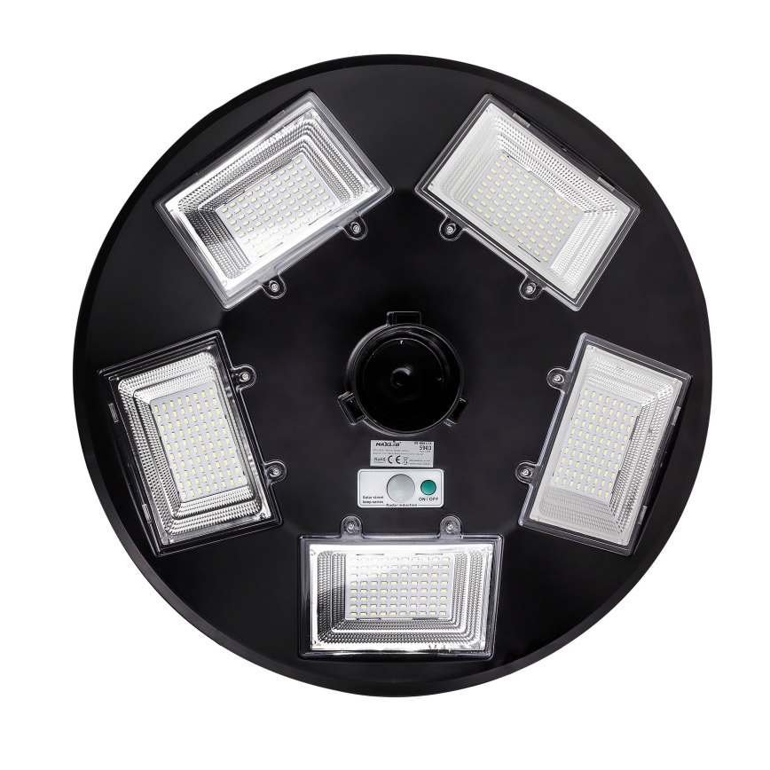 LED Zatemnitvena solarna ulična svetilka s senzorjem LED/22W/6V 18000 mAh 6500K IP65 črna + Daljinski upravljalnik