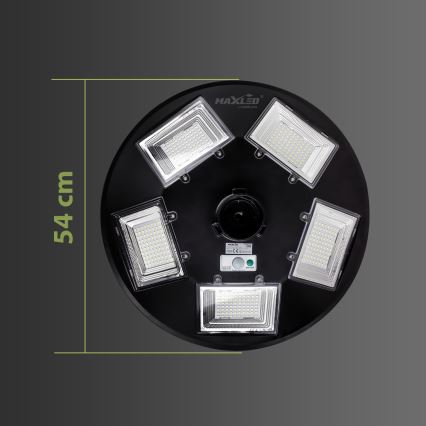 LED Zatemnitvena solarna ulična svetilka s senzorjem LED/22W/6V 18000 mAh 6500K IP65 črna + Daljinski upravljalnik