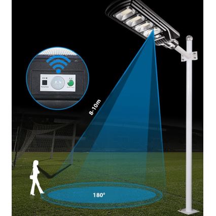 LED Zatemnitvena solarna ulica svetilka s senzorjem LED/240W/6V 6500K IP65 črna + Daljinski upravljalnik