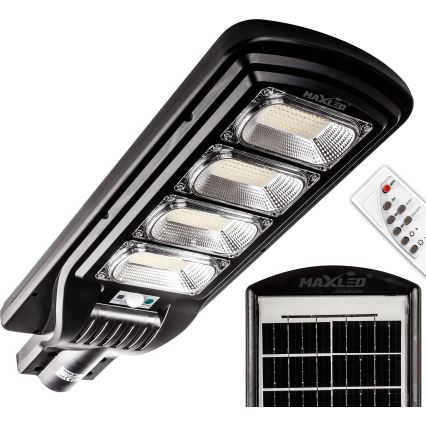 LED Zatemnitvena solarna ulica svetilka s senzorjem LED/240W/6V 6500K IP65 črna + Daljinski upravljalnik